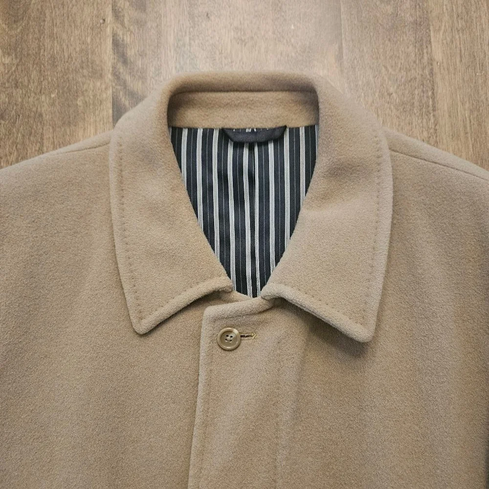 Jones New York Vintage Swinton Wool Cashmere Overcoat Men 44R Brown Long Coat - Picture 10 of 13
